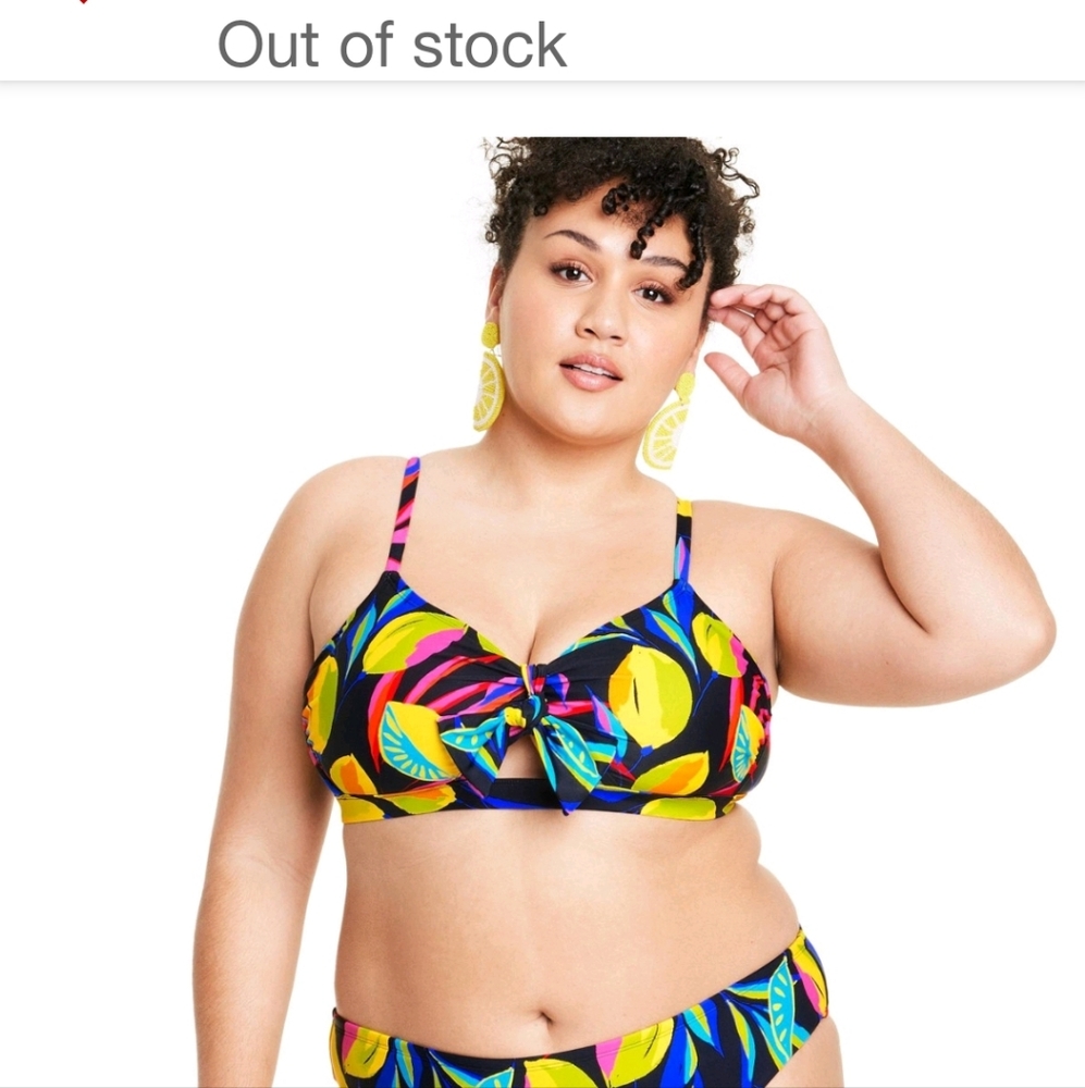 Tabitha Brown for Target Bikini Top Lemon Print Sz 2X NWT
